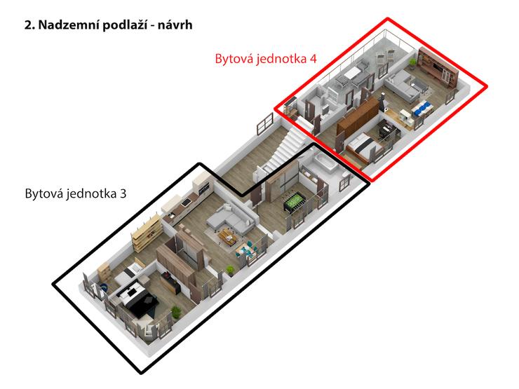 moderní světlá ložnice v bytě 2+kk, moderní, velké okno s balkonovými dveřmi a výhled na balkon