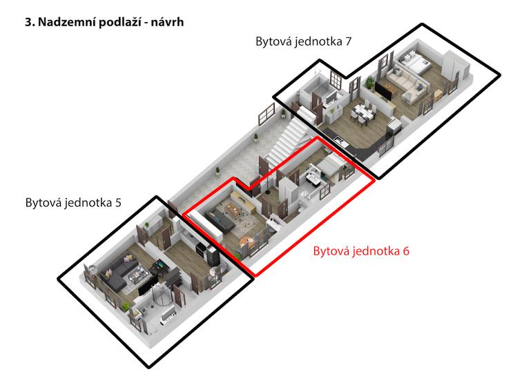 prostorný balkon u bytu 2+kk se spoustou zeleně a příjemnými křesílky k posezení